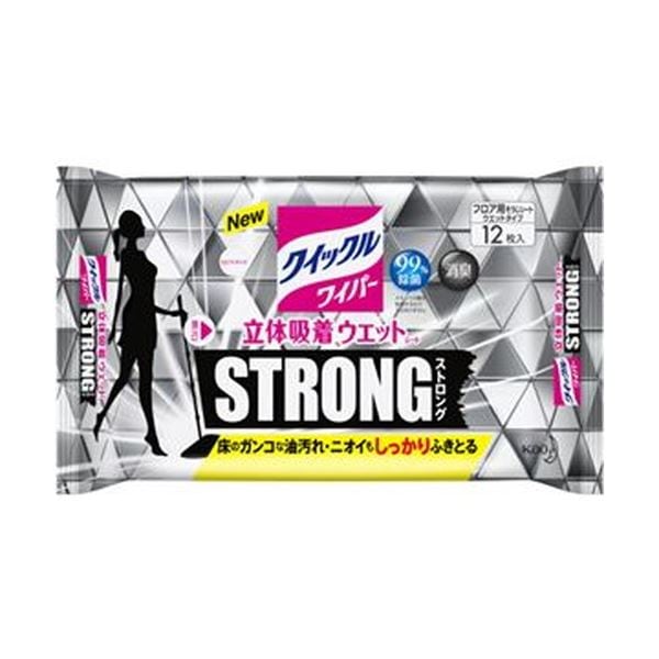 （まとめ）花王 クイックルワイパー立体吸着ウエットシート ストロング 1セット（36枚：12枚×3パック）(×10セット)