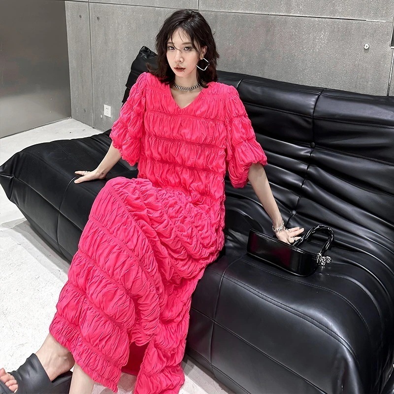 おしゃれ ワンピース Tシャツワンピース Vネック 垂れ感 気質 オシャレ シャツワンピース 高級感ノースリーブワンピースリネンワンピース リゾートワンピース 夏 ロングワンピース 新作