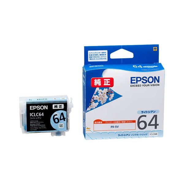 (まとめ) エプソン EPSON インクカートリッジ ライトシアン ICLC64 1個 (×10セット)