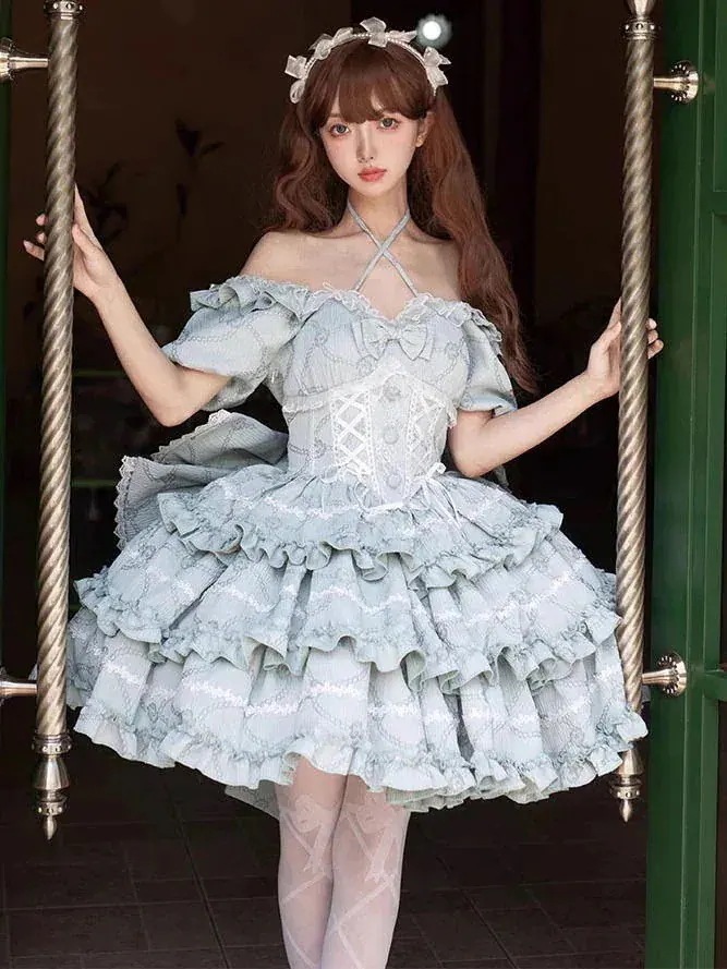 ワンピースドレスドレス現品豹は猫オリジナルlolita泡芙薔薇op姫蝶ネクタイ尾ロリータワンピースを作った