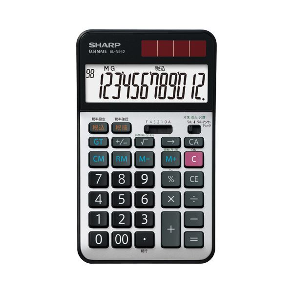 (まとめ)シャープ SHARP 実務電卓 12桁 ナイスサイズタイプ EL-N942-X 1台(×3セット)