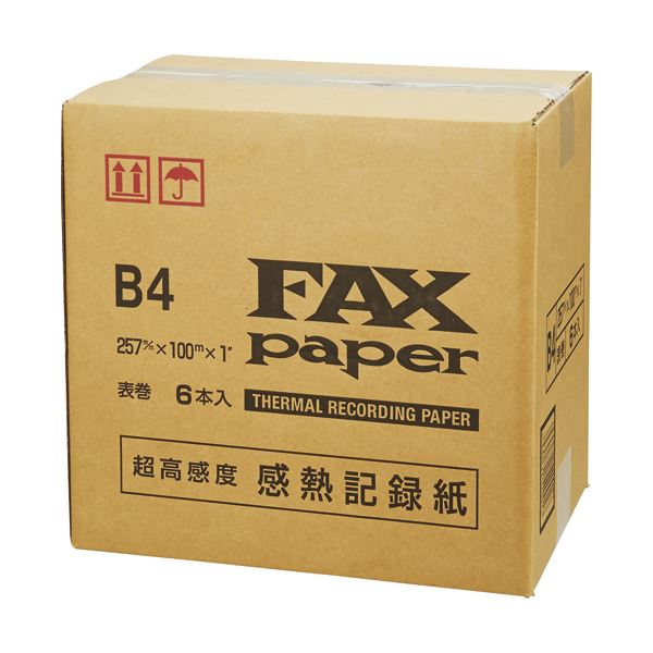 (まとめ）感熱FAXロール紙 B4幅257mm×長さ100m 芯内径1インチ 表発色 ON-5711 1箱(6本)(×3セット)
