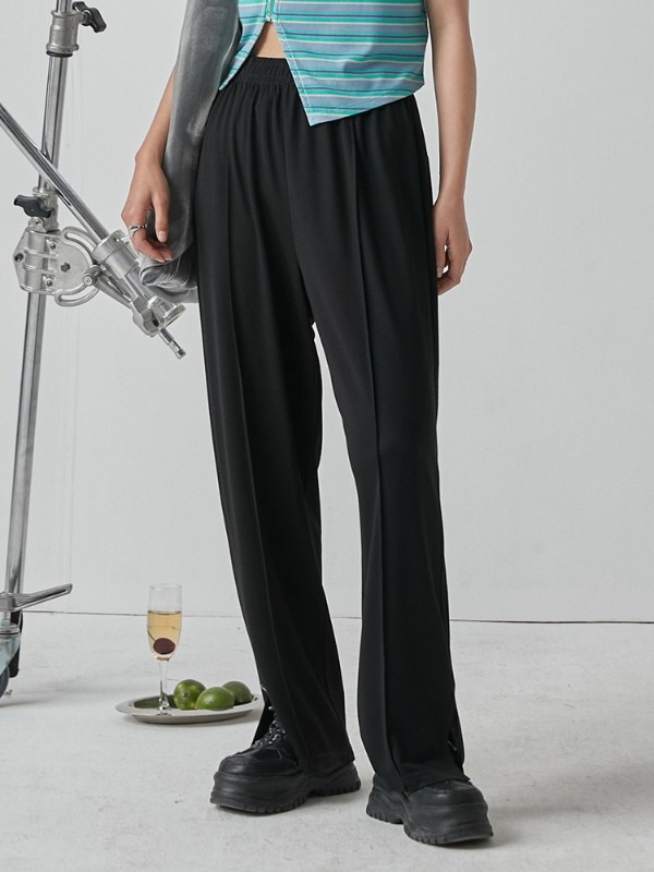 エッグタルトホームレトロ巾着ストレートパンツ女性の夏の薄いドレープフロアマッピングパンツスリムフレアパンツズボン