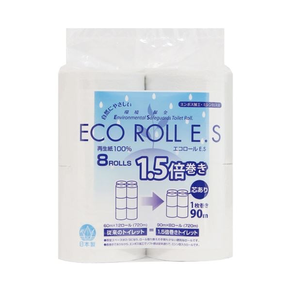 （まとめ） 太洋紙業 エコロールE.S 107mm幅×90m巻 8ロール(×10セット)