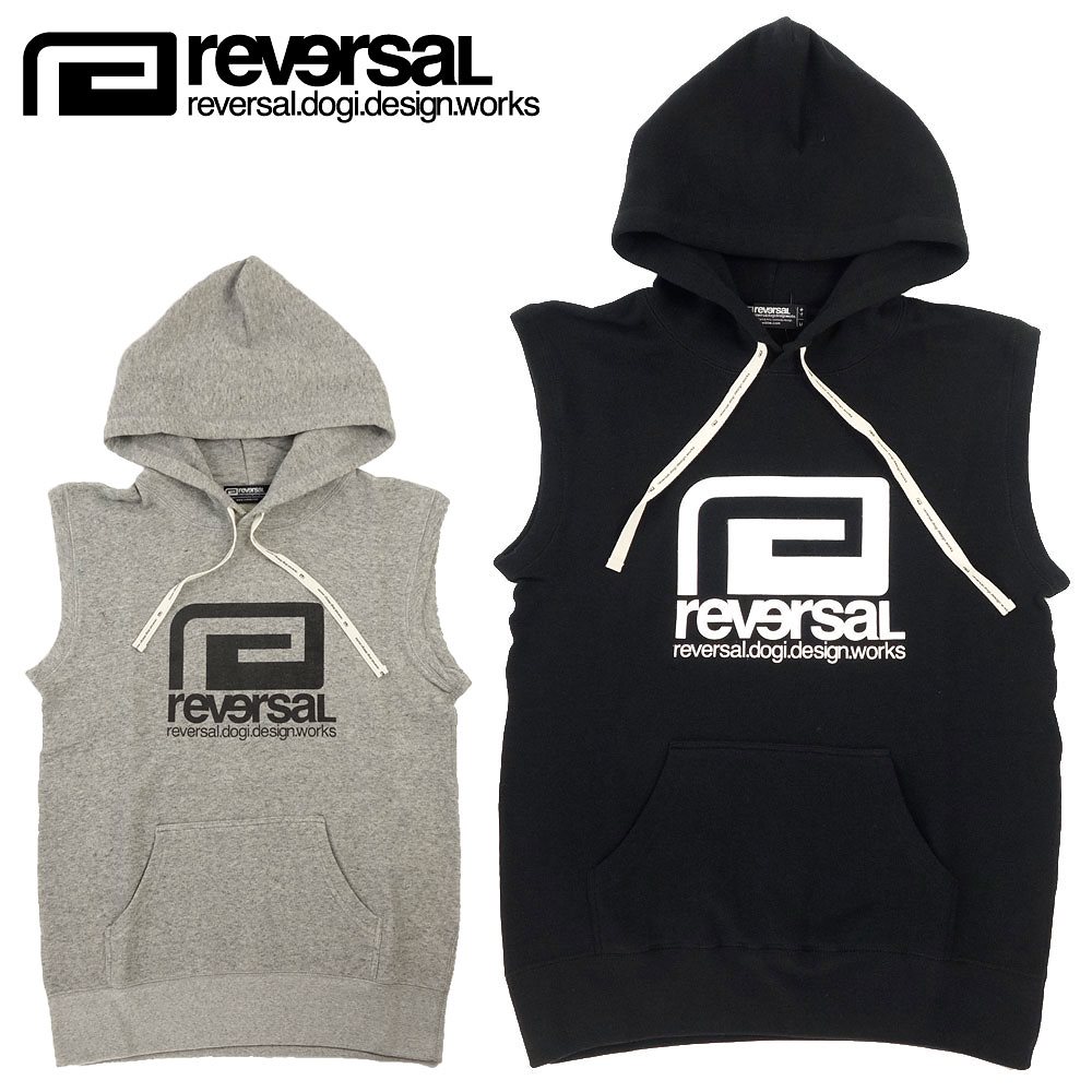 REVERSAL/リバーサルプルオーバーパーカー ノースリーブフード BIG MARK CUT OFF HOODIE