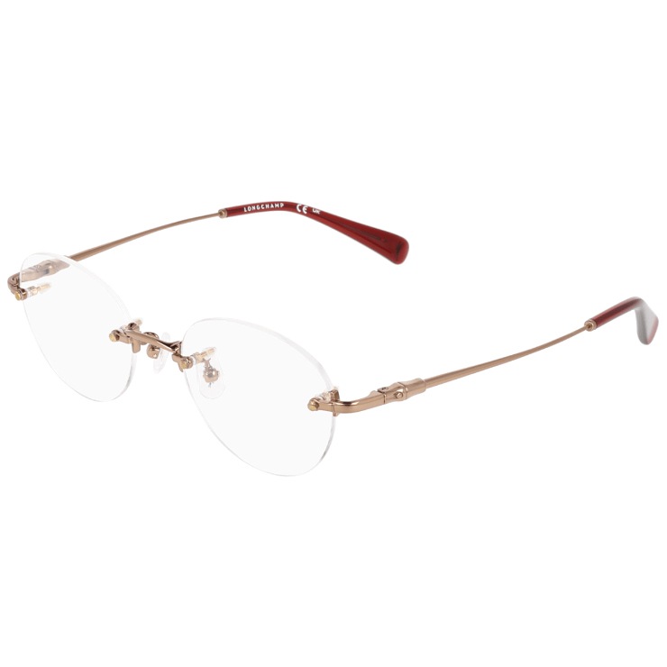 レディース メガネ lo2552lbj-731 48mm 眼鏡 かわいい おしゃれ 軽量 チタン フレーム ツーポイント リムレス 枠なし フレームレス ふちなし 丸メガネ ゴールド カラー