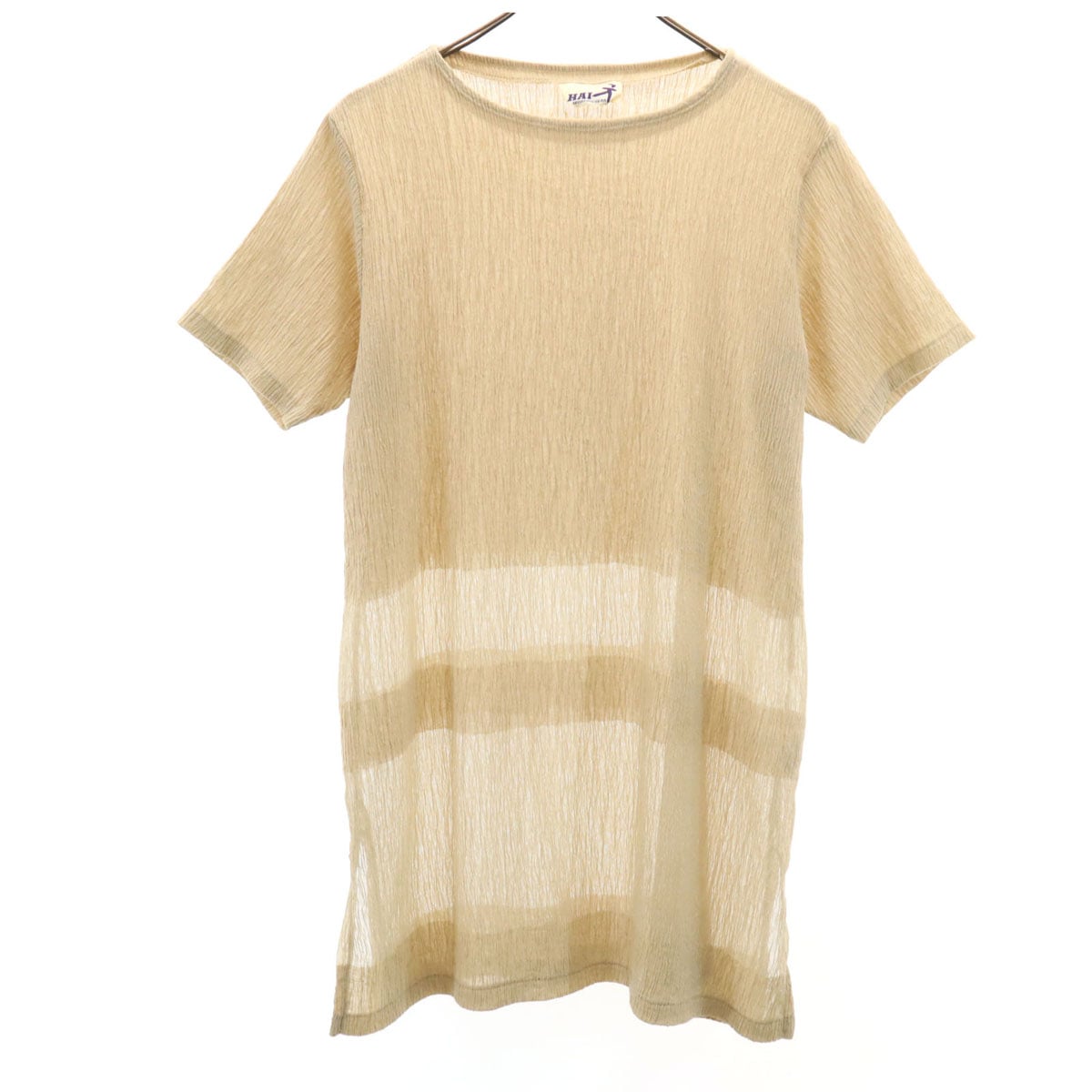 HAI SPORTING GEAR ハイスポーティングギア 80s 90s オールド 半袖 チュニック丈 カットソー M ベージュ イッセイミヤケ レディース 古着