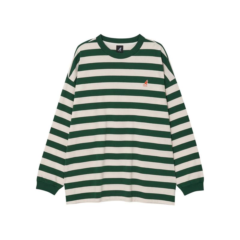 遊び心のあるストライプTシャツ3536グリーン（KRECLT35360）