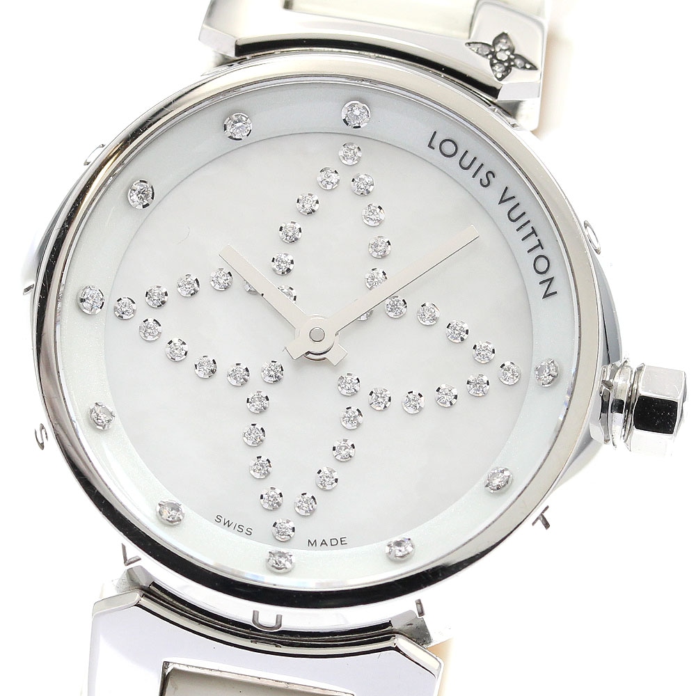 ルイ・ヴィトン LOUIS VUITTON Q12M6 タンブール フォーエバー ダイヤモンド クォーツ レディース 保証書付き_945349【中古】