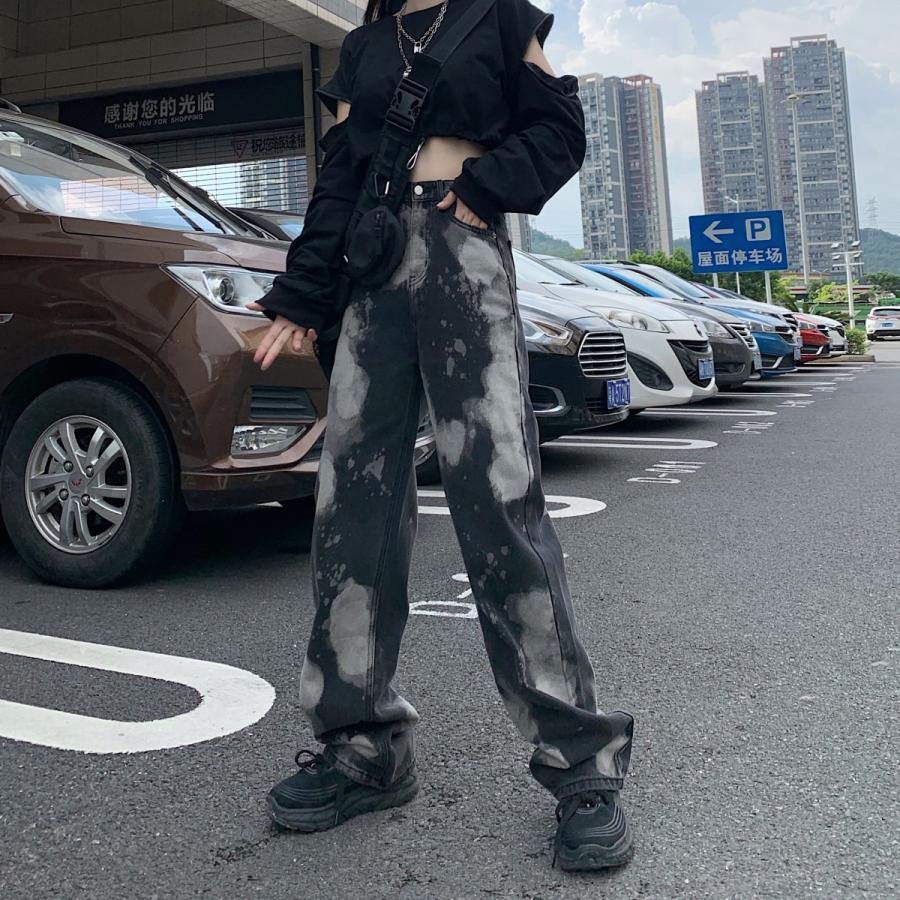ヒップホップタイダイ運動パンツストレートパンツレディース原宿風ズボンダンスウェアHIPHOPステージ公演服カジュアルゆったりストリート風春夏秋