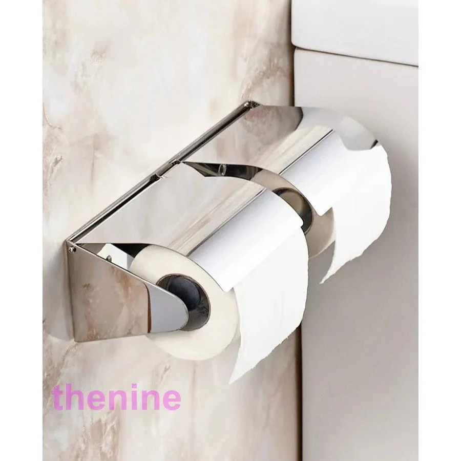 トイレ収納30%OFF ホルダーカバー カバー おしゃれ ダブル ステンレス ペーパーホルダー 業務用 鍵付き 盗難防止 施設 学校 病院 2連 【6月新品＆イベントセール】トイレットペーパーホルダー