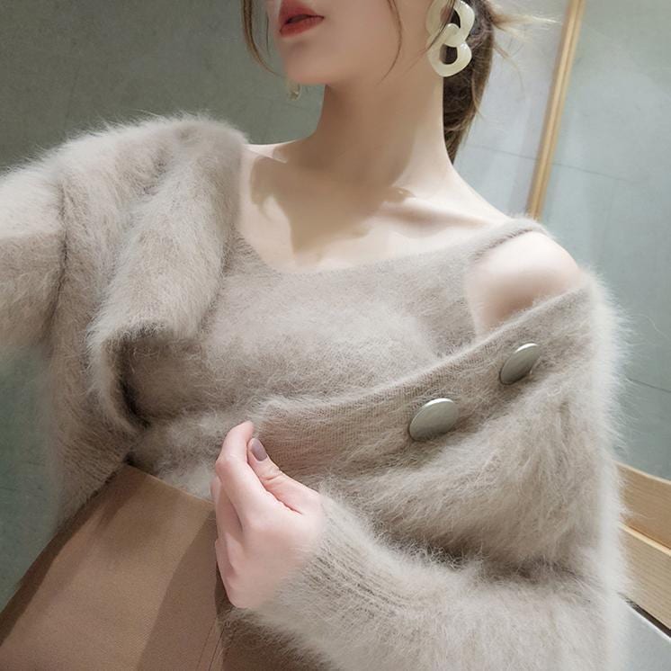 【即納】ニット アンサンブル レディース モヘアニット カーディガン ショート丈 キャミソール