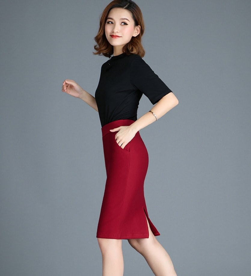 スカート デート ペンシルスカート タイトスカート 膝丈 スリム タイト バックスリット 可愛い きれいめ 上品 おしゃれ かっこいい 可愛い ラブリー キュート ガーリー クール モード系