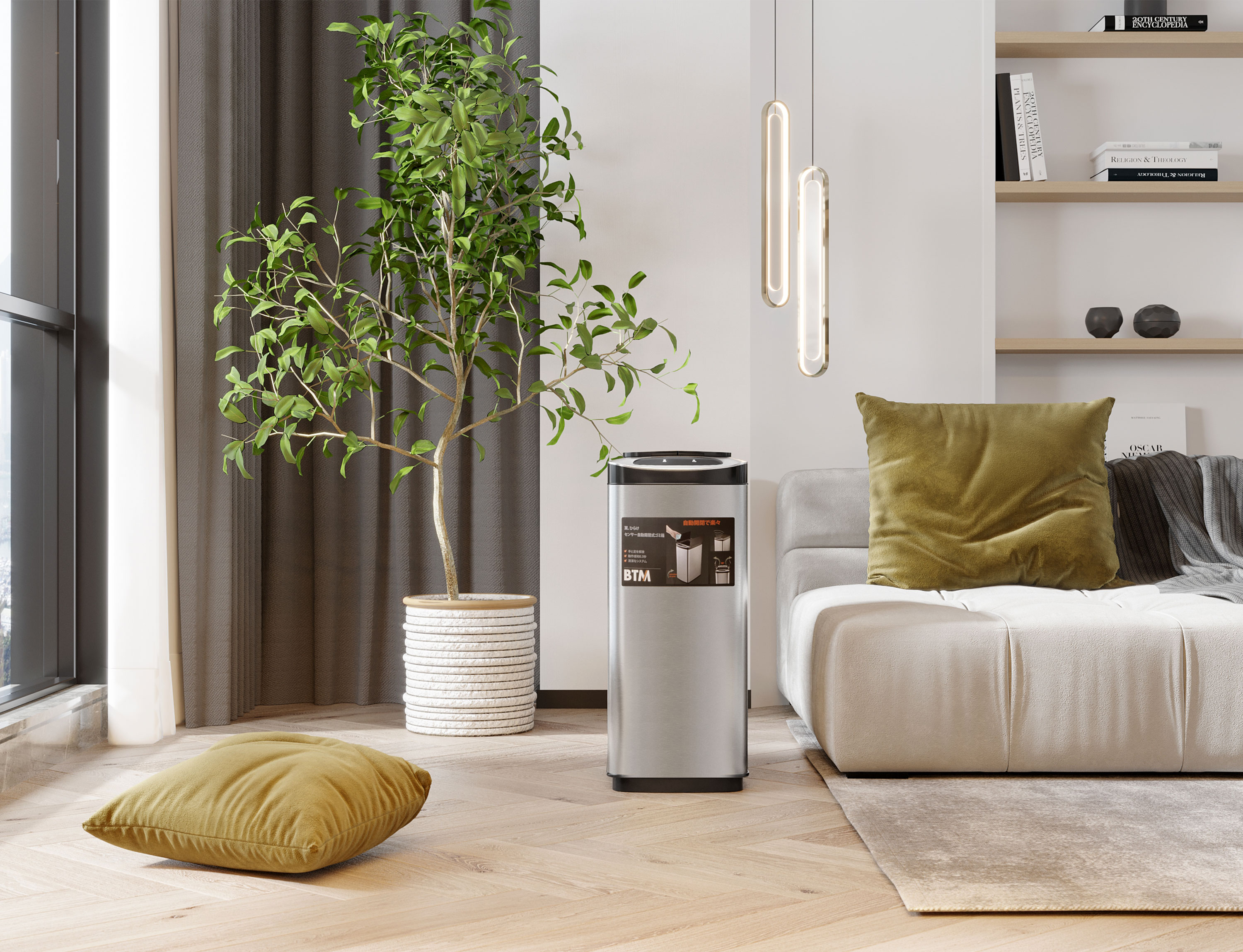 【人気商品】ゴミ箱 自動ゴミ 50L センサー式 ふた付き ダストボックス シルバー