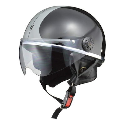 他サイト： リード工業 (LEAD) バイク用 ハーフ ヘルメット O-ONE ブラック/シルバー フリーサイズ (57-60cm未満)の商品画像