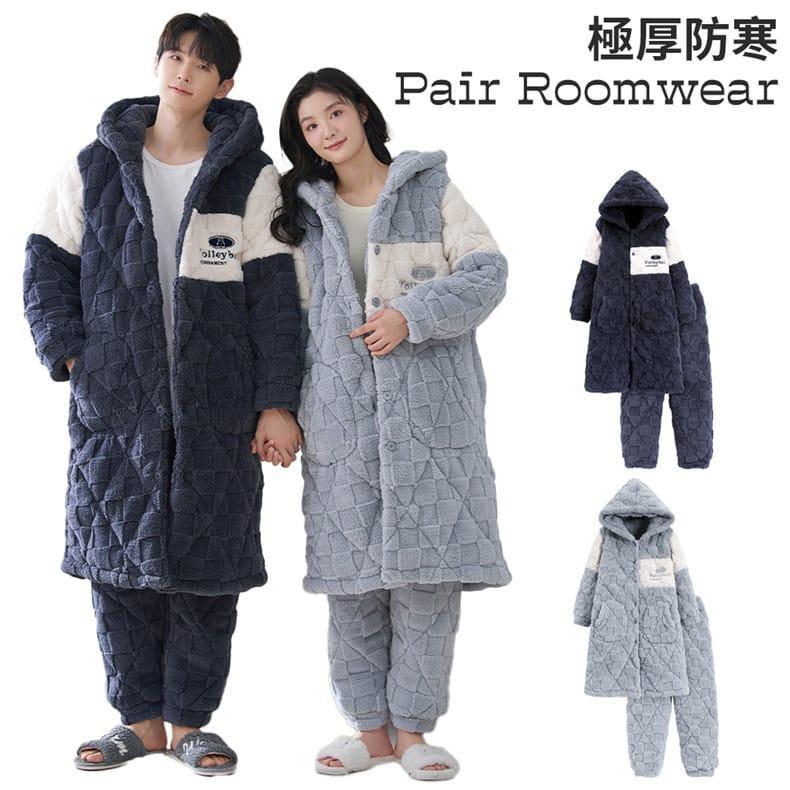 今月の新商品 ウェア 厚手 物 2点セット 裏起毛 パジャマ レディース メンズ フランネル ペアルック 暖かい 着心地いい カジュアル 部屋着 カップル お揃い プレウェア 厚手