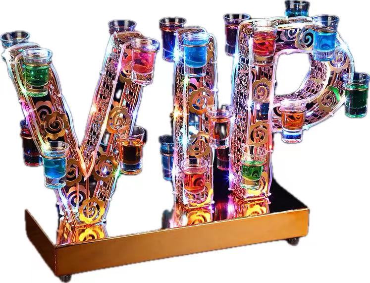 テキーラ観覧車 24カップ VIP LED酒ボトルの表示棚 バーホテルLED酒棚の表示棚 LED酒グラス 収納ラック KTVナイトクラブに子供のパーティ パーティ パーティの装飾品 クリスマスの