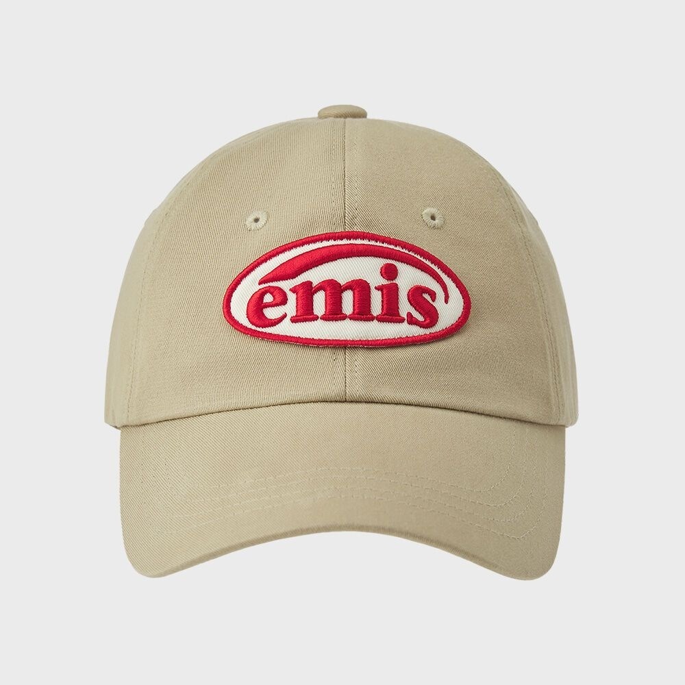 IMIS フットプリントワッペンボールキャップ-ベージュ