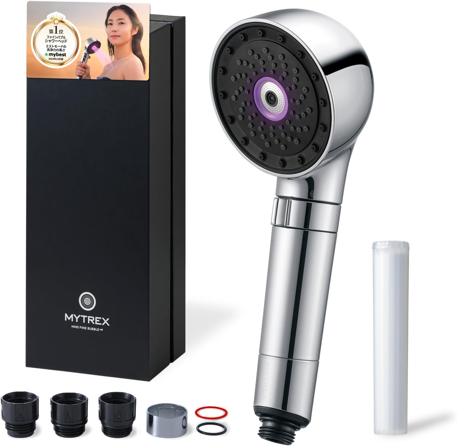MEGUMIさん愛用 【マイベストでミストモードの洗浄力の高さNo.1受賞！】 MYTREX マイトレックス HIHO FINE BUBBLE+e シャワーヘッド マイクロカレント マイクロナノバブル