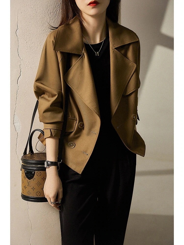 レトロな英伦風ウエスト引き締め ジャケット女性秋新作小柄ゆったりショート丈トップス 7,245円