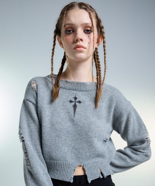 AM GRUNGE KNIT(GRAY)