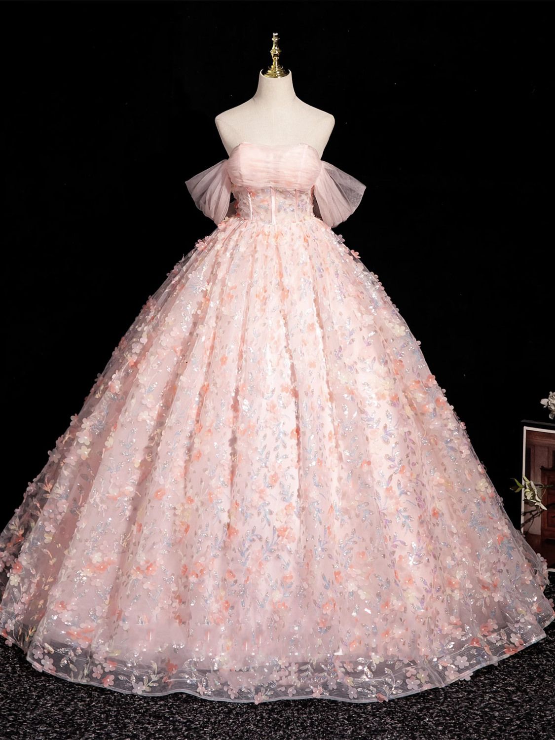 【2枚購入で 3oo円OFF！】ピンク3次元フラワードレス妖精の誕生日プリンセススカートアート試験ホストパフォーマンス