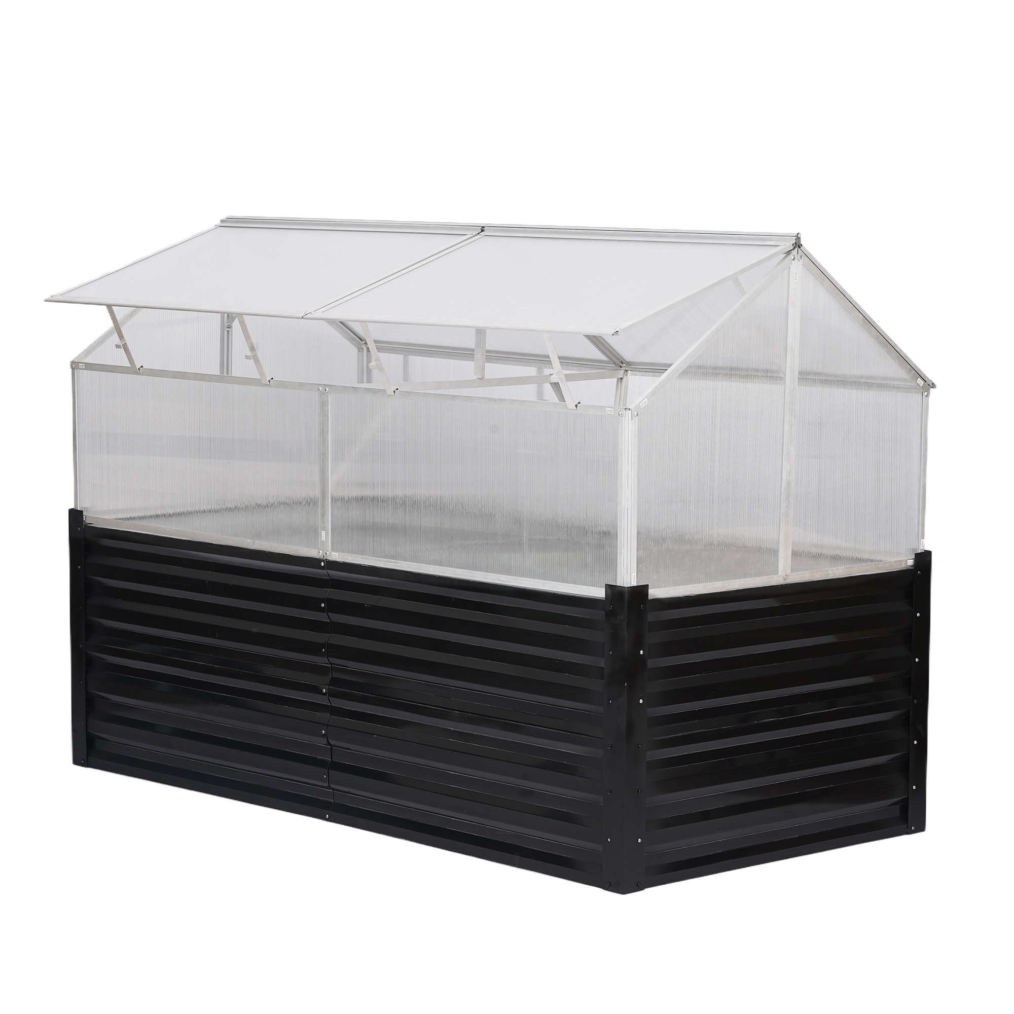 【国内発送】219【ブラック】3WAY温室＋プランター PCカバー＋アルミ＆アイアン製　　開閉可能な窓付き 181*91*130 cm おしゃれ ガーデニング UV保護 ポリカーボネート DIY 屋外 15,764円