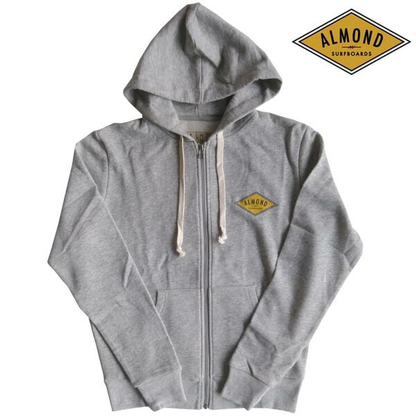 セール アーモンドサーフボードデザイン メンズ パーカー DIAMOND LOGO ZIP H.GREY ライフスタイルブランド Almond Surfboards & Design サーフ ブラ