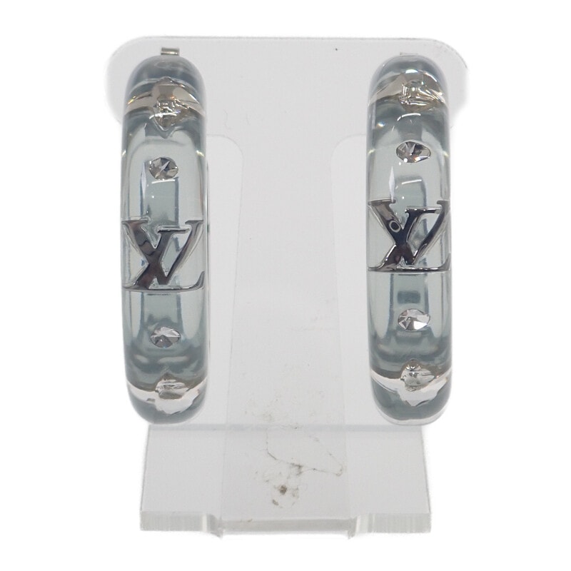 ピアス・LVスパークス M02817 フープ ピアス 新作 ブルー レジン ストラス シルバー金具 レディース【Aランク】