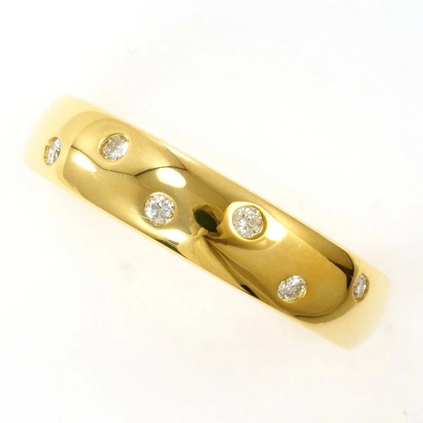 K18 18金 YG リング 指輪 11号 ダイヤ 0.09 カード鑑別書 ジュエリー 中古