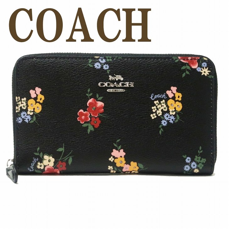 財布 レディース 長財布 二つ折り ミドル財布 ラウンドファスナー 花 黒 C0215SVA47