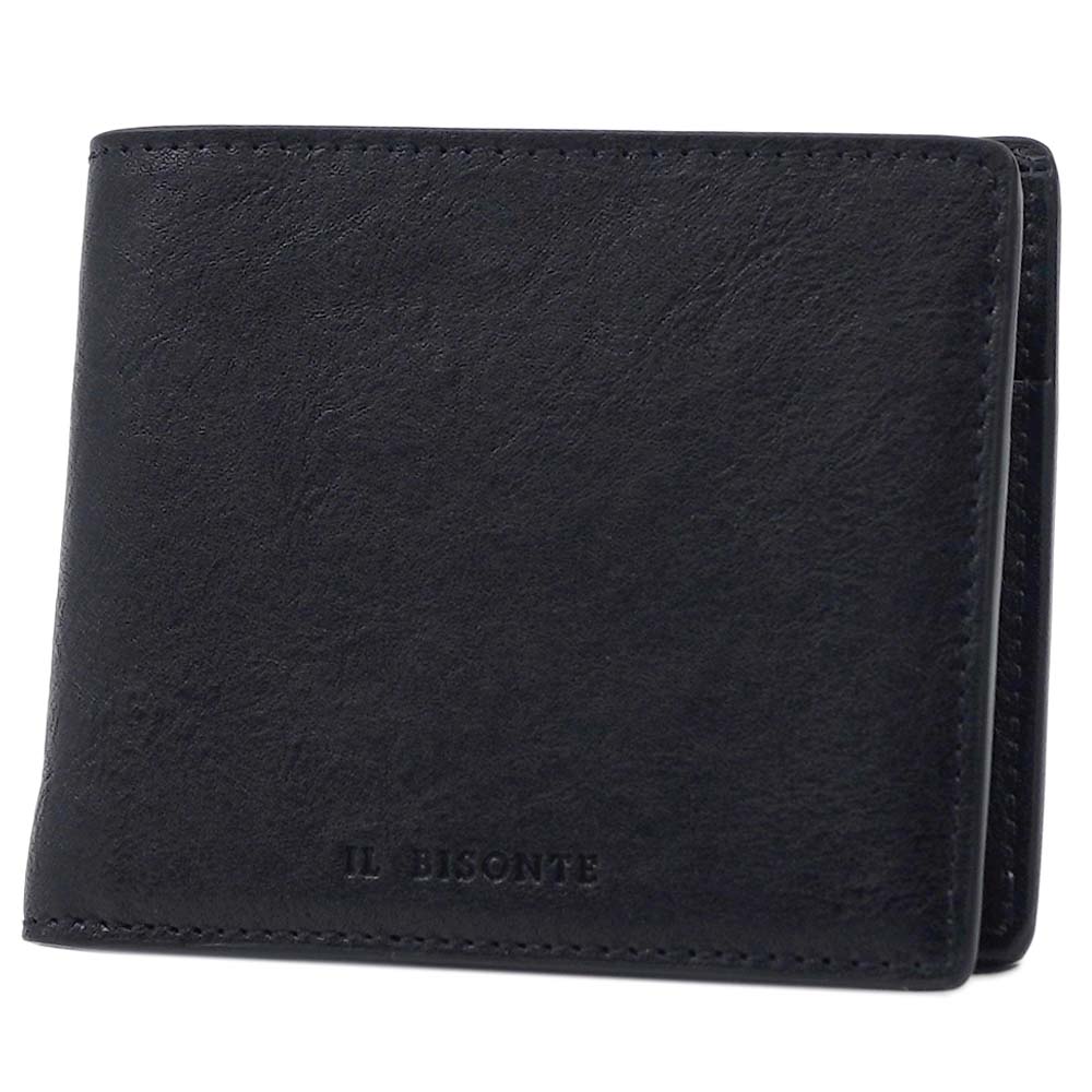 イルビゾンテ 財布 IL BISONTE メンズ 小銭入れあり 二つ折り財布 ブラック ウォレット SBW060 POX001 BK301C