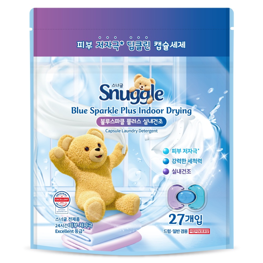 スナッグカプセル洗濯洗剤ブルースパークルプラス室内乾燥410.4g27個入り1個