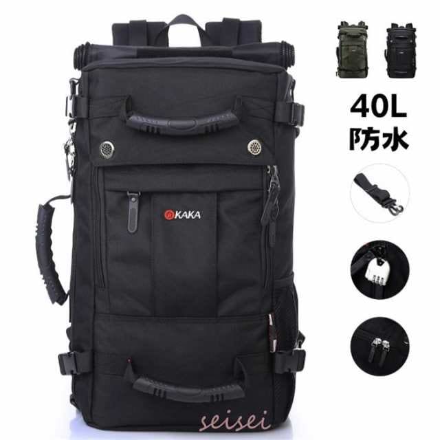 リュック リュックサック 40L 大容量 メンズ 黒 4way 40L 防犯 バッグ アウトドア ビジネスリュック 防水ナイロン 17PC収納可能 ロック付き 即納