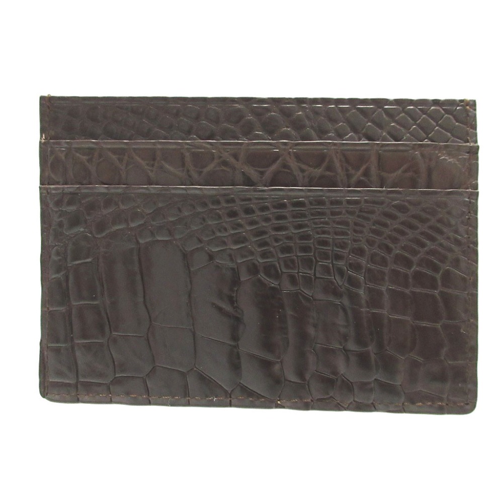 未使用品 クロコダイル カードケース マットクロコ/マットクロコダイル ブラウン 0603【中古】CROCODILE レディース