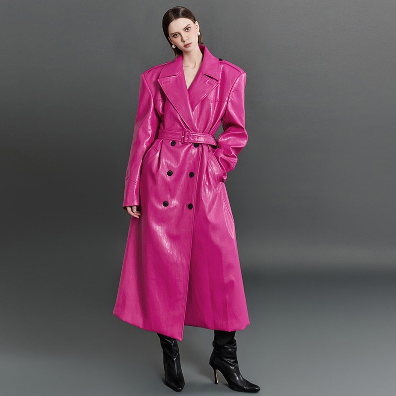 MBDJ064 レザー トレンチ ロング コート(ベルトセット)