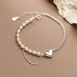 パールブレスレット シルバー カップル 愛の贈り物 バレンタインデープレゼント 恋人向け