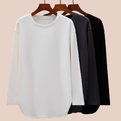 レディース トップス ロンT 丈長 ラウンドネック クルーネック かわいい きれいめ シンプル カジュアル 上品 ラフ ルーズ クール ベーシック ナチュラル 無地 春 夏 秋 冬 オールシーズン