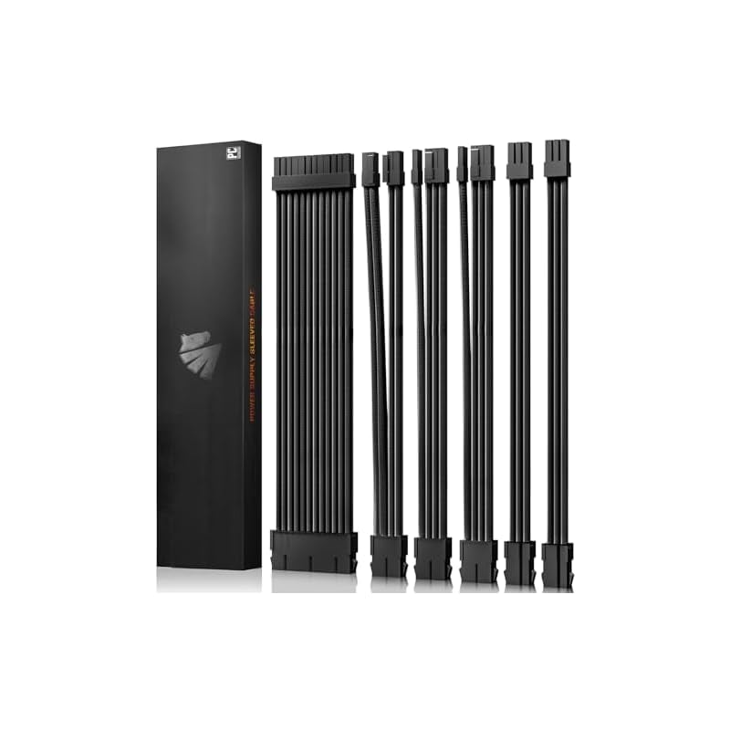 AsiaHorse 18AWG PC電源 延長ケーブルGPU/CPU 用 PC スリーブケーブル キット電源コンピュータ ケーブル延長ケーブル コーム付き24PIN/(6+2)PIN/(4+4)