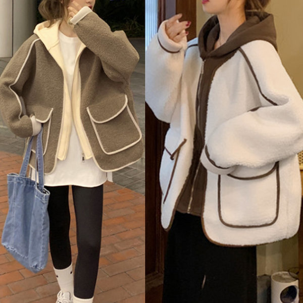ウール ボア ジップアップ フード 女性ジャンパー ジャケット 冬 アウター