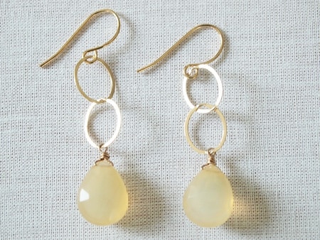 14kgf レモン カルセドニーチェーンピアス 天然石ピアス 敬老の日 セール sale