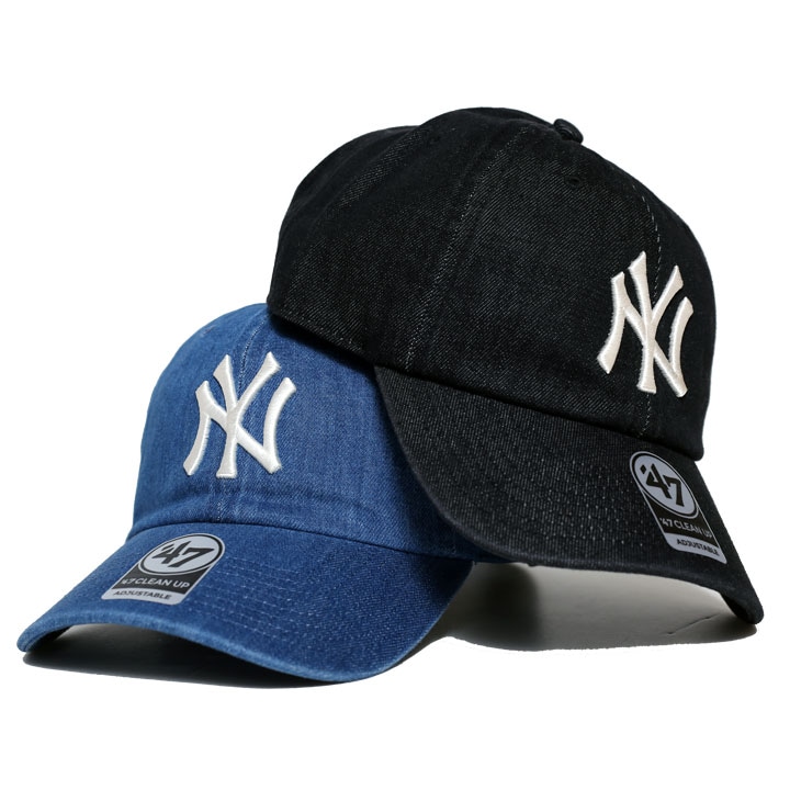 7 キャップ デニムキャップ ニューヨークヤンキース メンズ レディース 春夏秋冬用 インディゴブルー 大きいサイズ MLB NY ロゴ フォーティセブン CLEAN