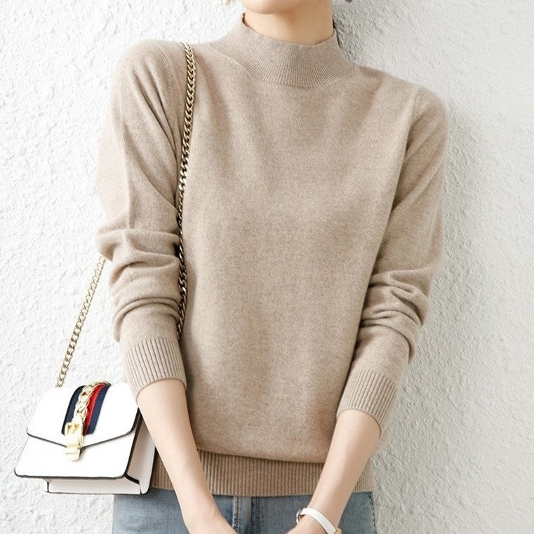 【輝いて超人気】 インナーと してもおすすめ 5色選べる 秋冬 ハーフネック 上品見え ニットセーター