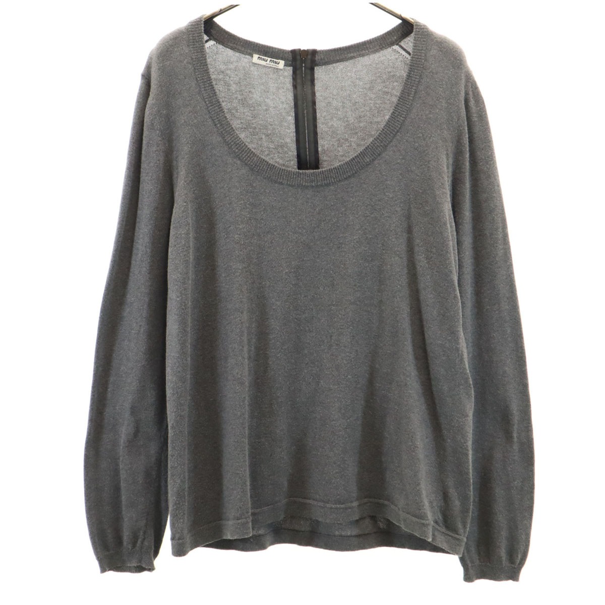 イタリア製 長袖 ニット 42 チャコールグレー セーター レディース 古着