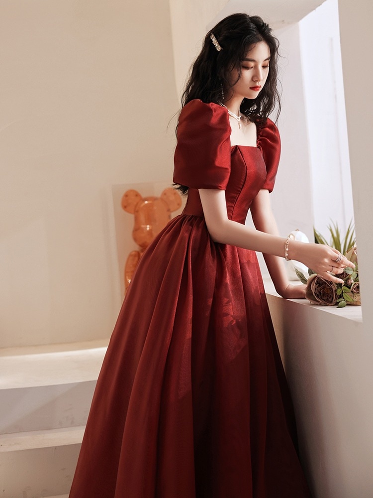 ウェア花嫁バーガンディウェディングドレス女性婚約ドレス小柄妊婦着用可能