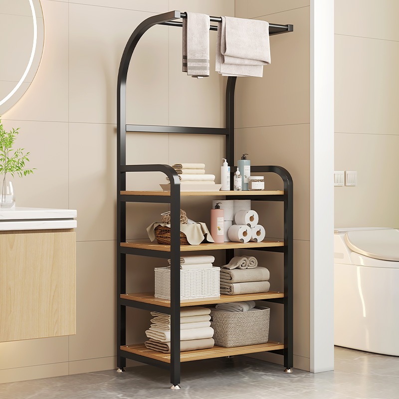 バスルーム収納ラック床置き型バスルームトイレの上に取り外し可能な床に取り付けられたパンチフリーのバスルーム収納収納ラック