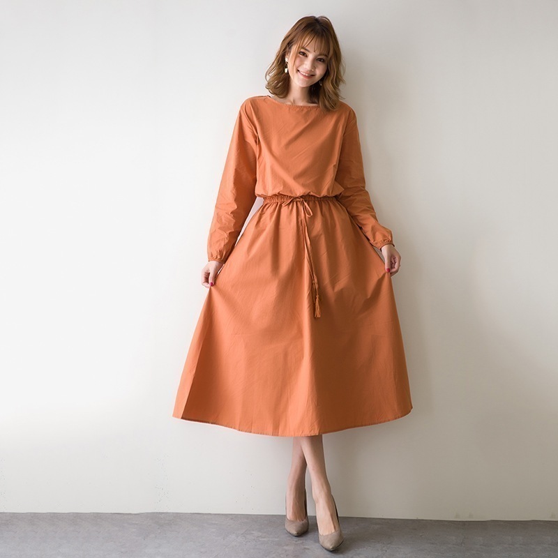 【韓国ins大人気】秋冬文芸大きいサイズスカートは腰ゆったりしている大きいサイズ綿麻ワンピースを収めることができます