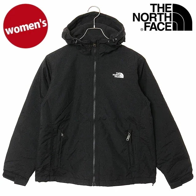 コンパクトノマドジャケット [NPW72531-K] レディース TNF アウトドア ライトアウター ナイロンジャケット 撥水 ブラック 正規取扱店