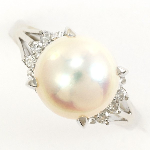 PT900 プラチナ リング 10号 パール(真珠) 約9mm ダイヤ 0.07 ジュエリー 中古