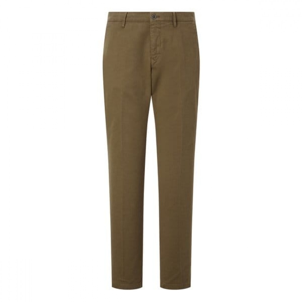 STRAIGHT ブラウン ガーメントダイ ツイル 起毛チノパンツ HZPA4D342W2